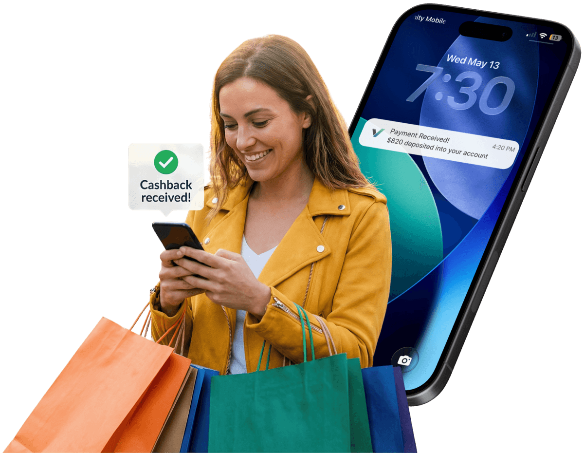 Seller checking phone after receiving cash payment from a local device buyer